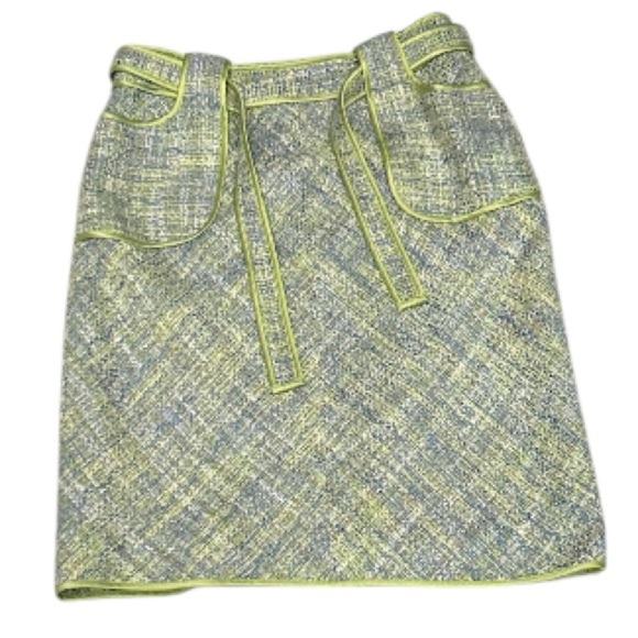 WD NY EUC Vintage Green and White Tweed skirt, size 4. - Picture 1 of 5